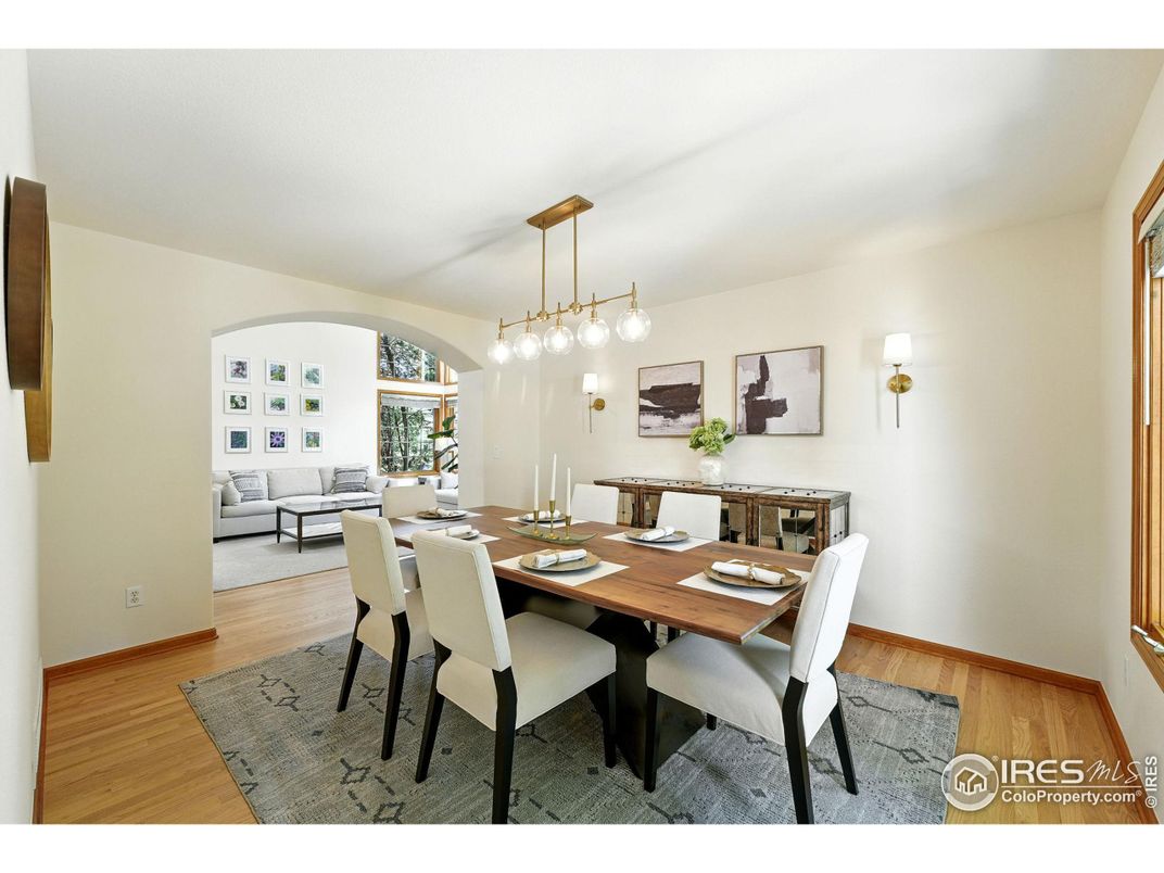 Dining room, Interior, Living room, Pendant Lights, Wood Texture Flooring