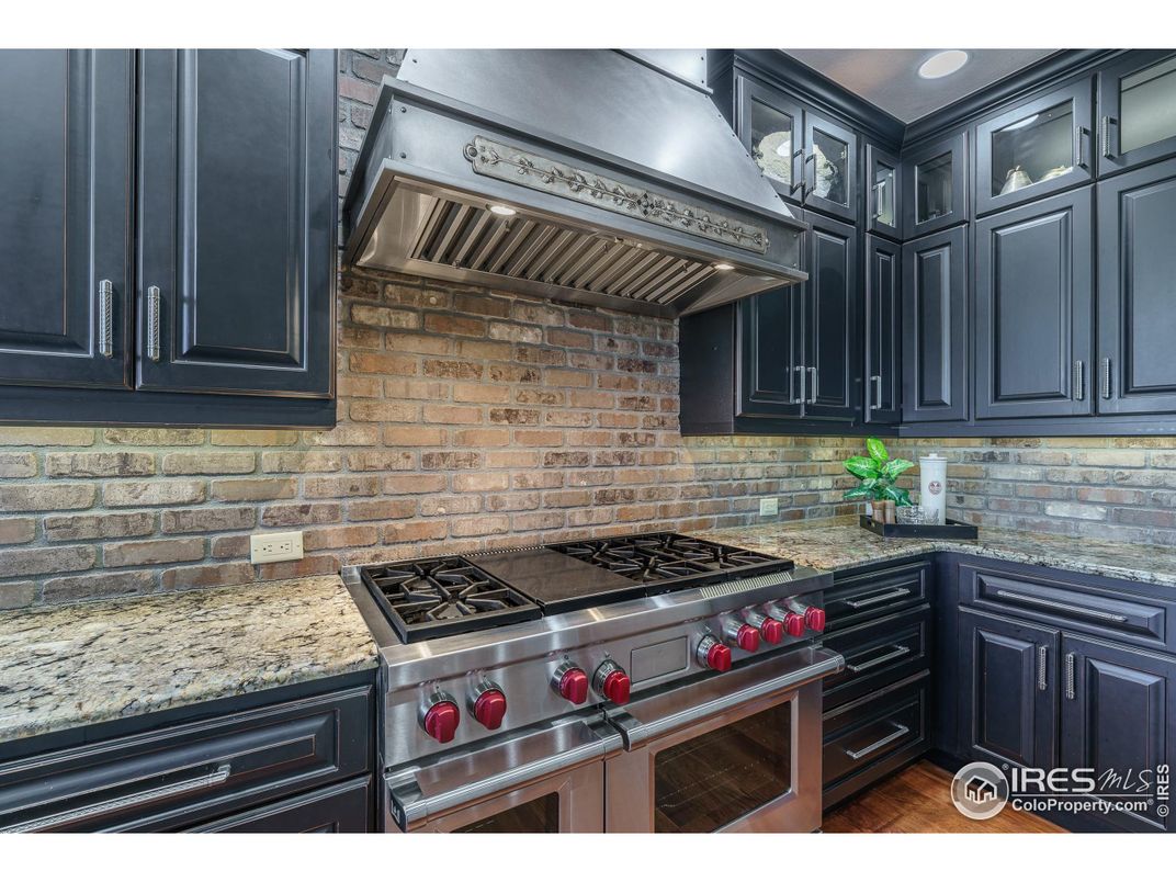Interior, Kitchen, Stainless Steel Appliances, Stone Walls, Wood Texture Flooring