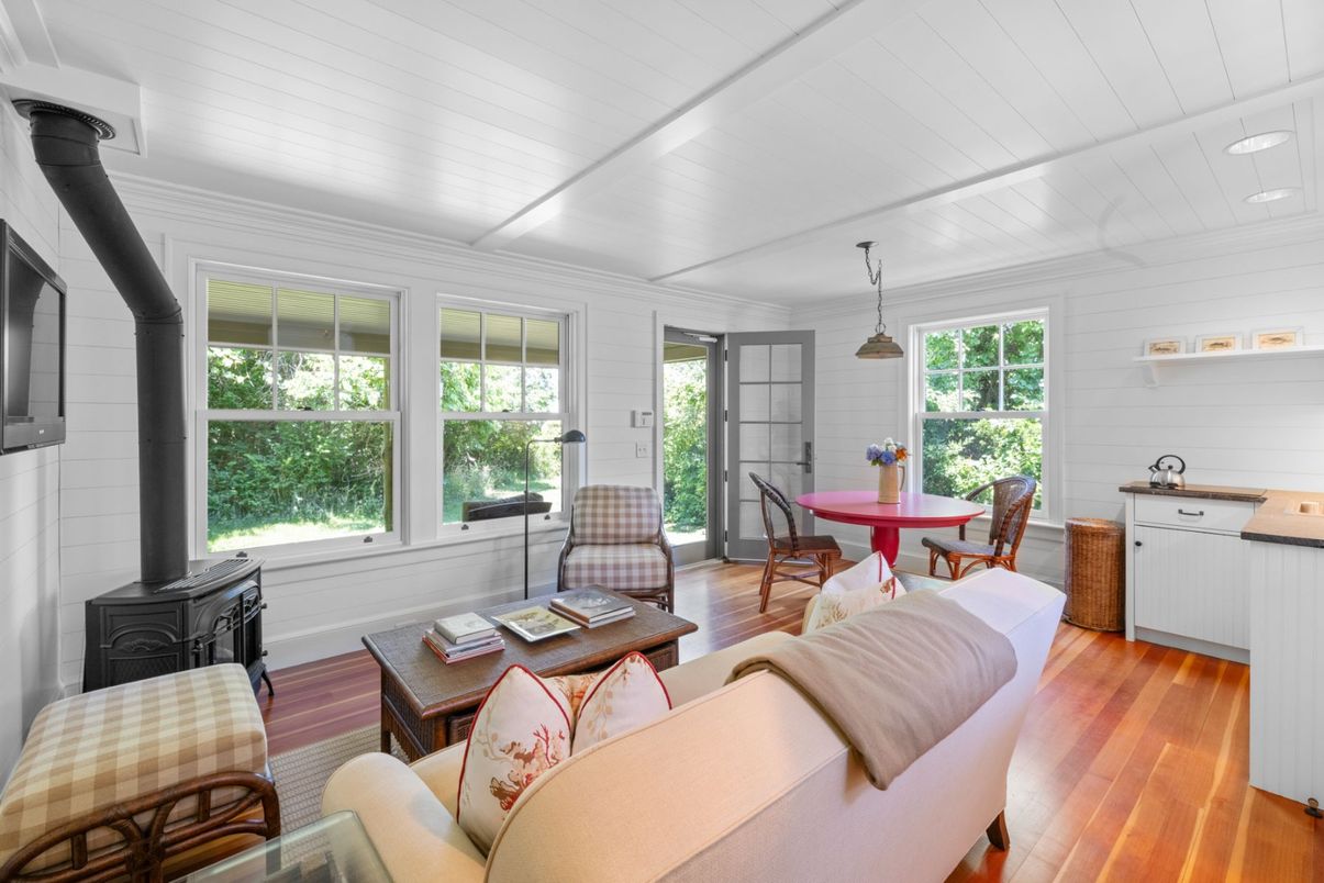 Dining room, Fireplace, Interior, Living room, Pendant Lights, Wood Texture Flooring