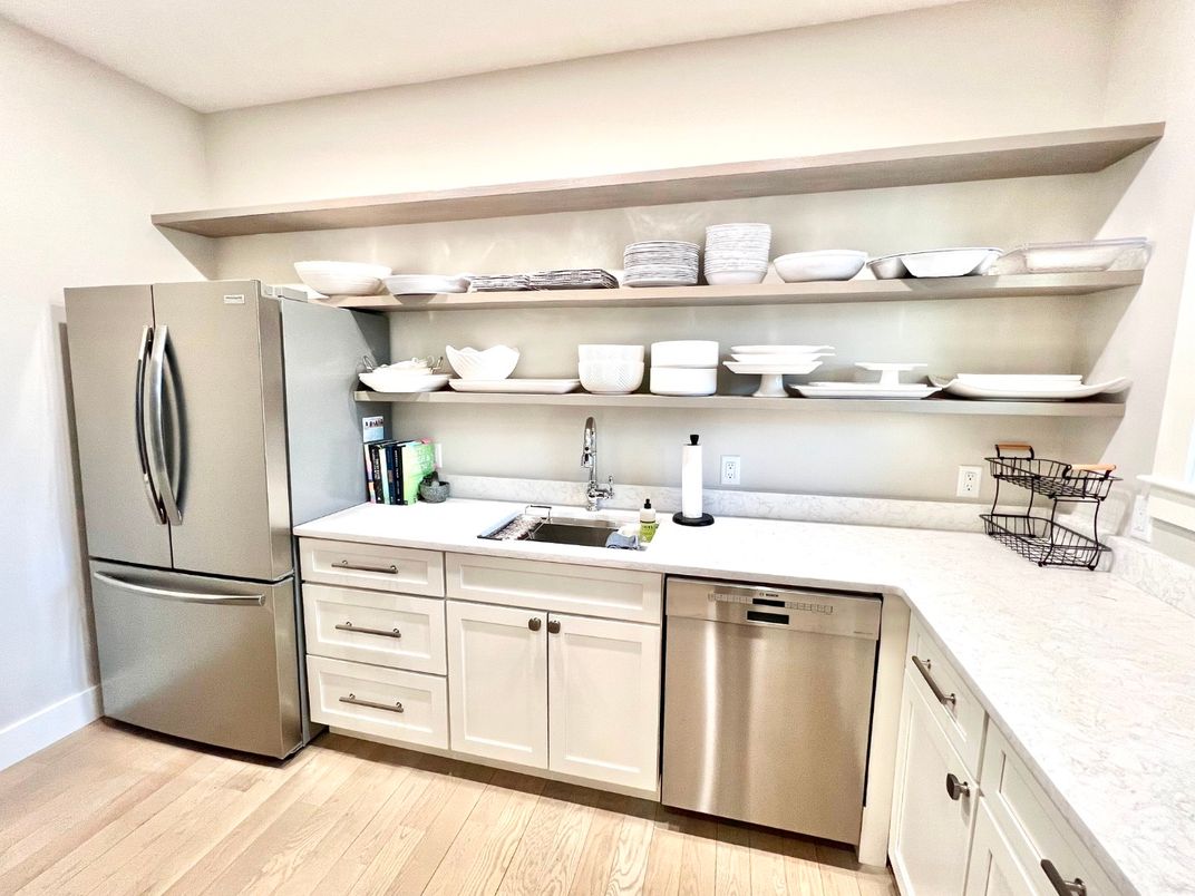 Interior, Kitchen, Stainless Steel Appliances, Wood Texture Flooring