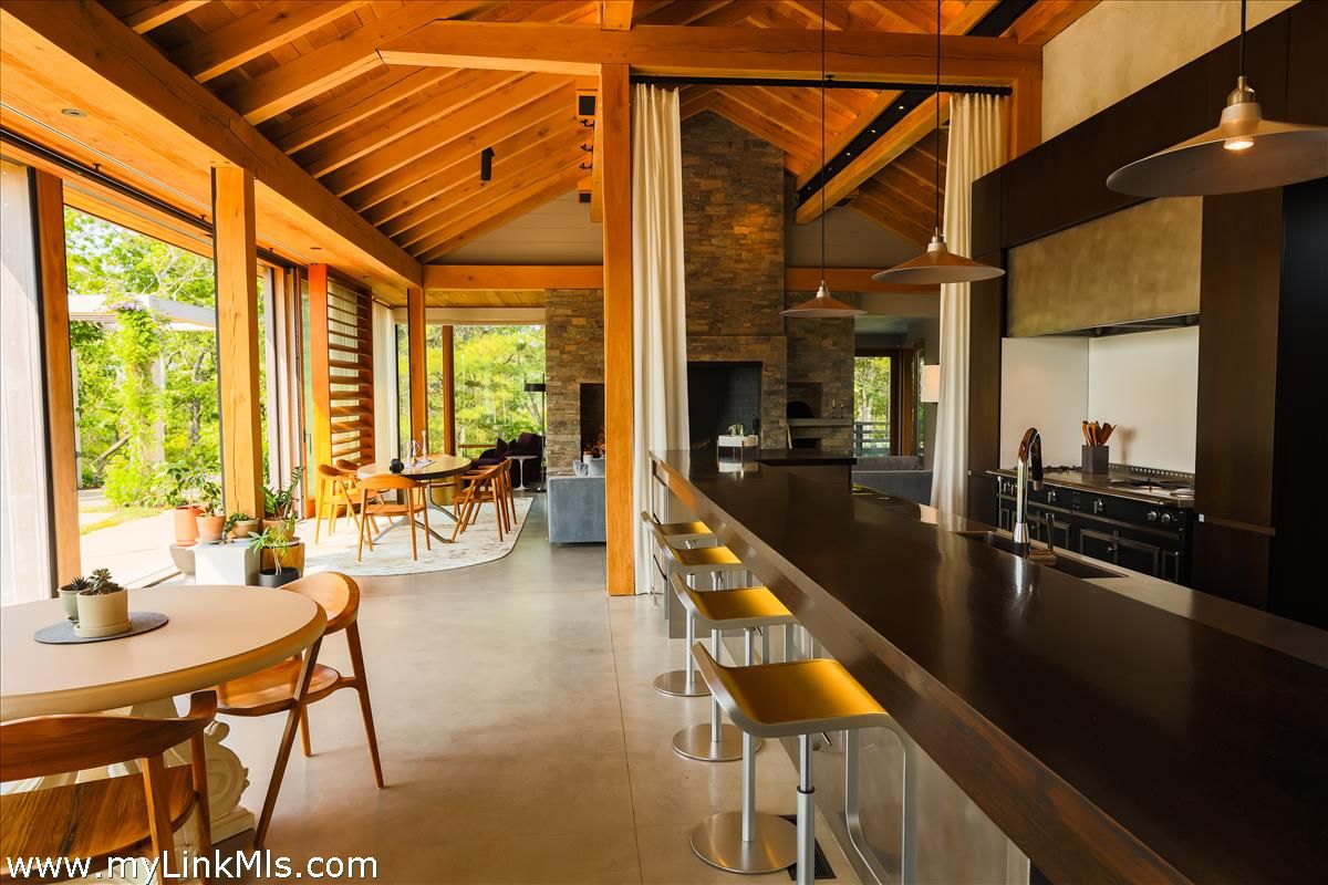 Dining room, Fireplace, Interior, Kitchen, Pendant Lights, Stone Walls, Wooden Beams, Wooden Ceilings