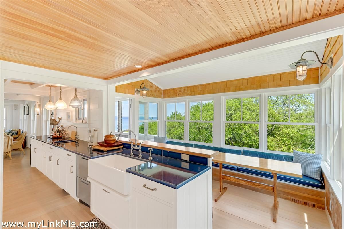 Interior, Kitchen, Pendant Lights, Recessed Lighting, Wooden Ceilings, Wood Texture Flooring