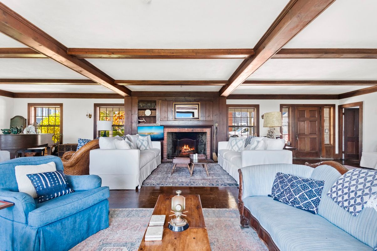 Fireplace, Interior, Living room, Piano, Wooden Beams, Wood Texture Flooring, Wooden Walls