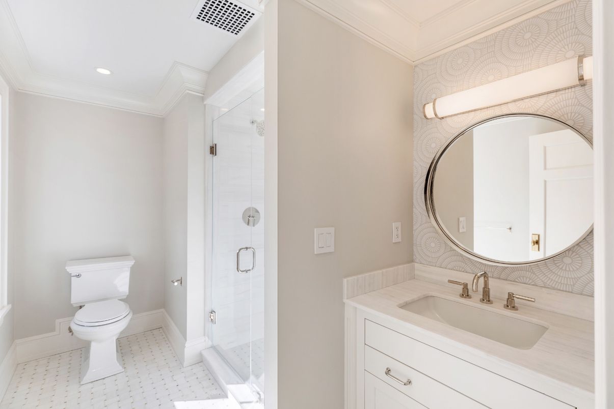Bathroom, Glass Shower, Interior, Recessed Lighting