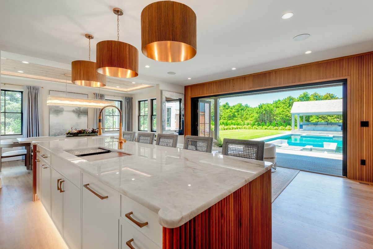 Interior, Kitchen, Pendant Lights, Recessed Lighting, Wood Texture Flooring