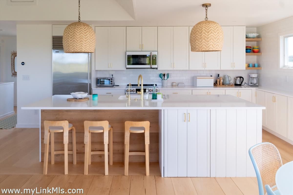 Interior, Kitchen, Pendant Lights, Stainless Steel Appliances, Wood Texture Flooring