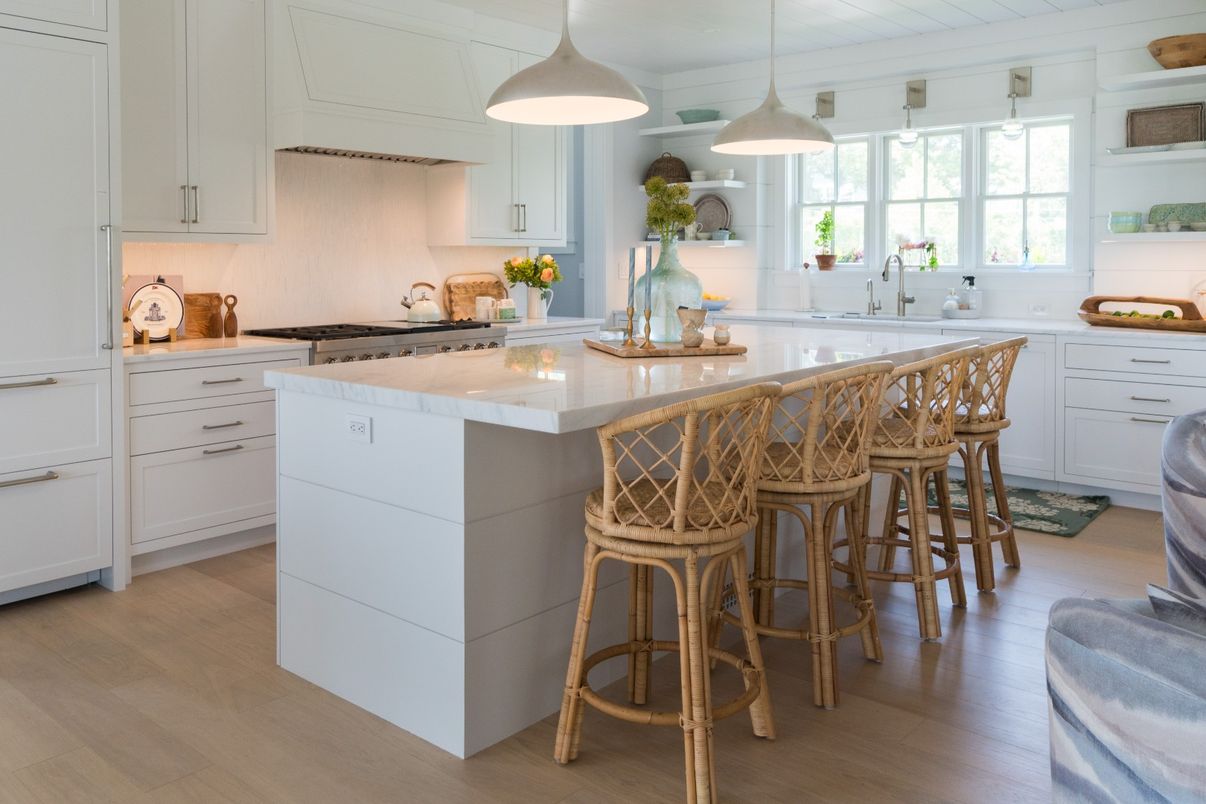 Interior, Kitchen, Pendant Lights, Wood Texture Flooring
