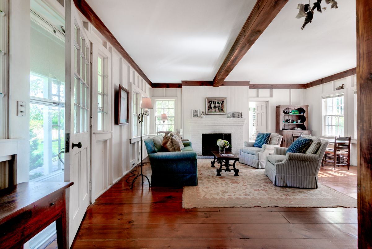 Fireplace, Interior, Living room, Wooden Beams, Wood Texture Flooring