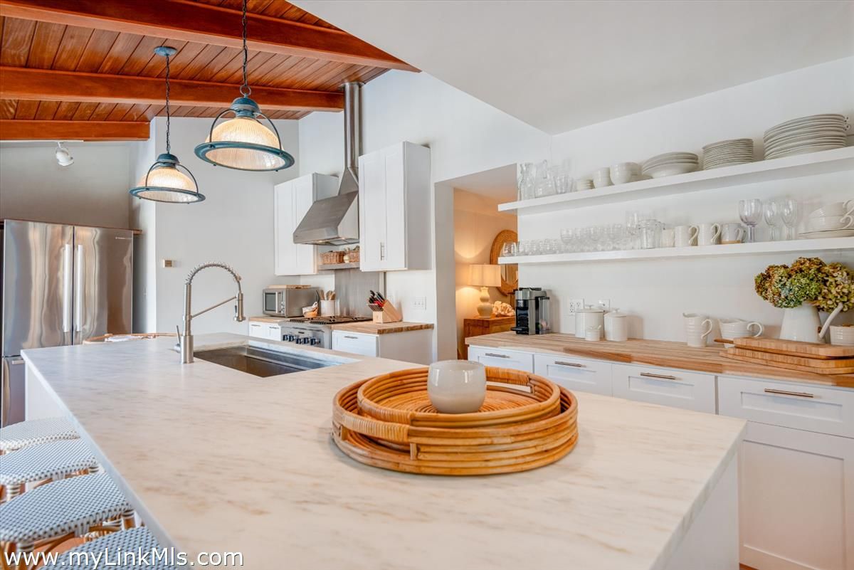 Interior, Kitchen, Pendant Lights, Stainless Steel Appliances, Wooden Beams, Wooden Ceilings
