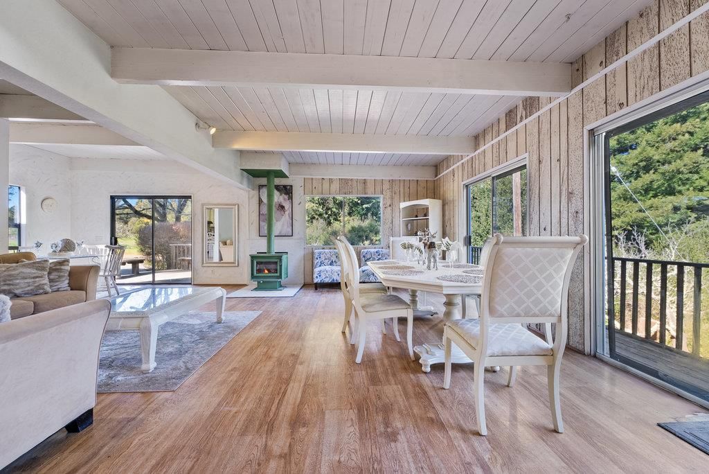 Dining room, Fireplace, Interior, Wood Texture Flooring