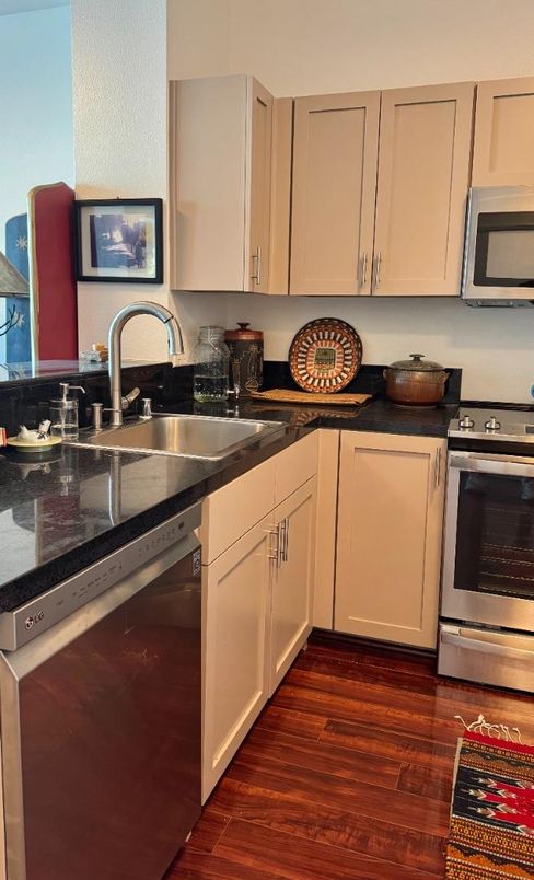 Interior, Kitchen, Stainless Steel Appliances, Wood Texture Flooring