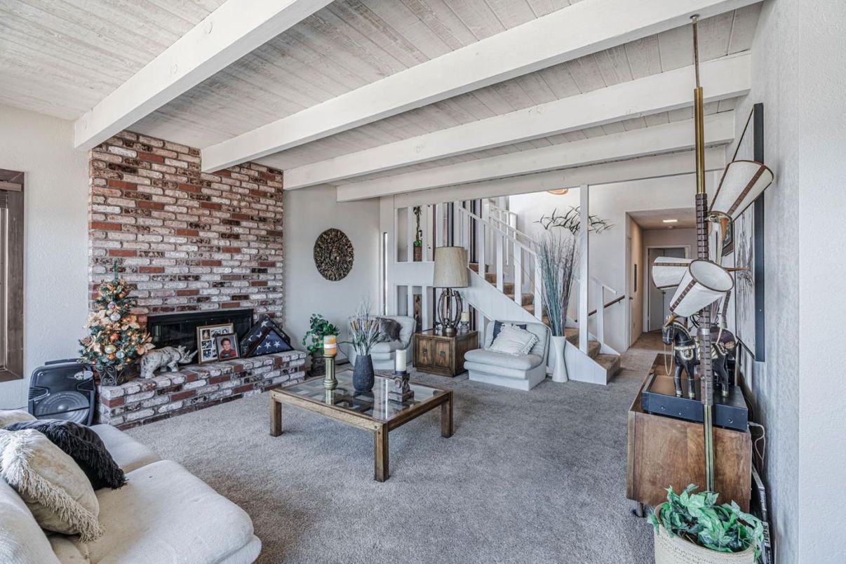 Fireplace, Interior, Living room, Stone Walls, Wooden Beams