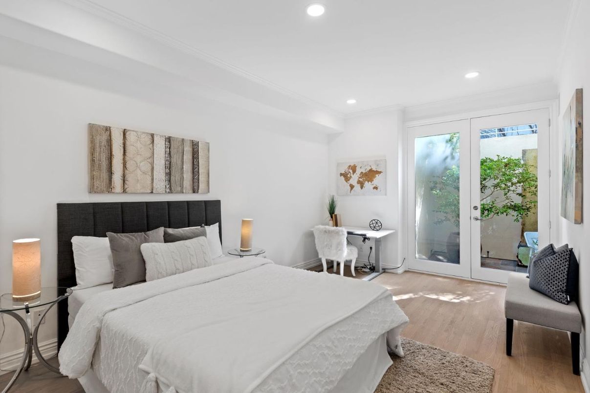 Bedroom, Home Office, Interior, Recessed Lighting, Wood Texture Flooring