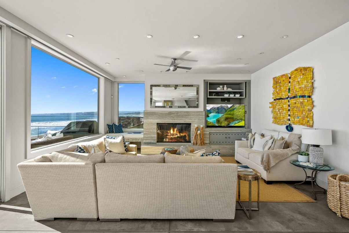 Fireplace, Interior, Living room, Recessed Lighting, Water