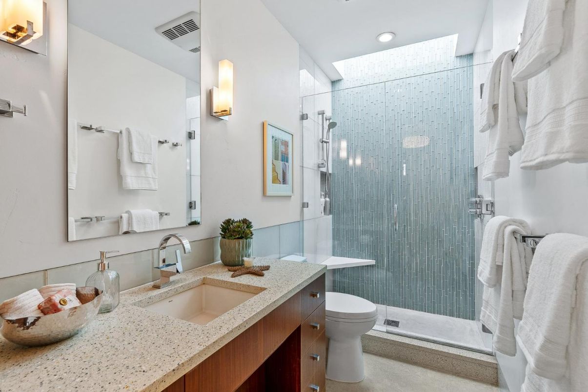 Bathroom, Glass Shower, Interior, Recessed Lighting