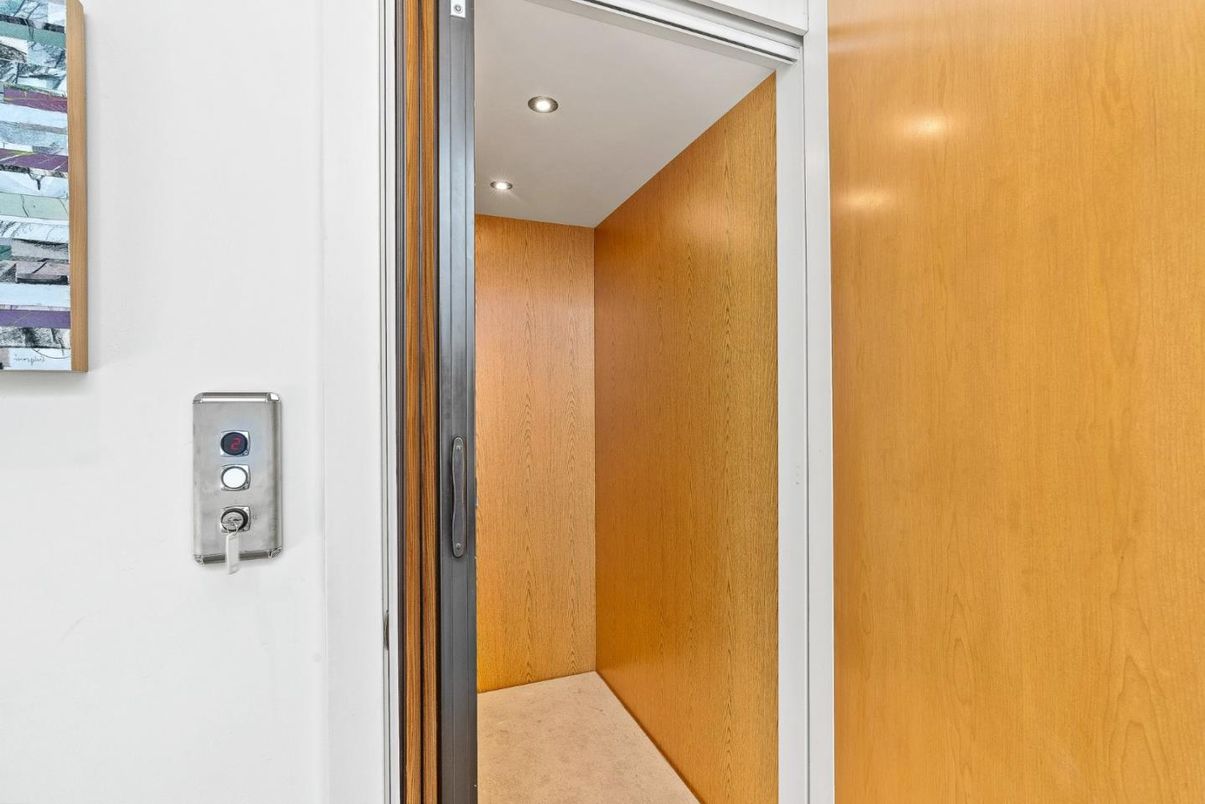 Elevator, Interior, Recessed Lighting, Wooden Walls