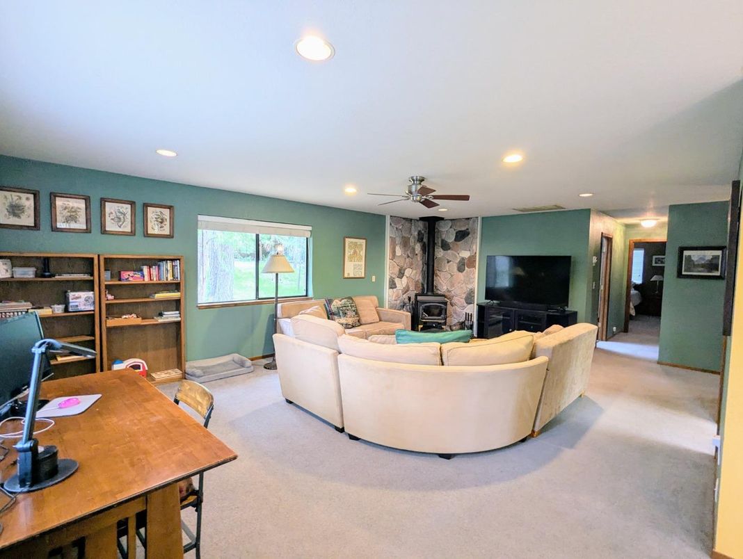 Fireplace, Home Office, Interior, Living room, Recessed Lighting