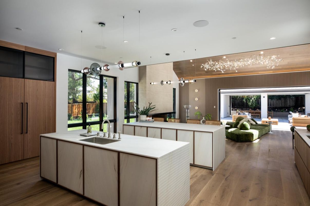 Interior, Kitchen, Pendant Lights, Recessed Lighting, Wood Texture Flooring