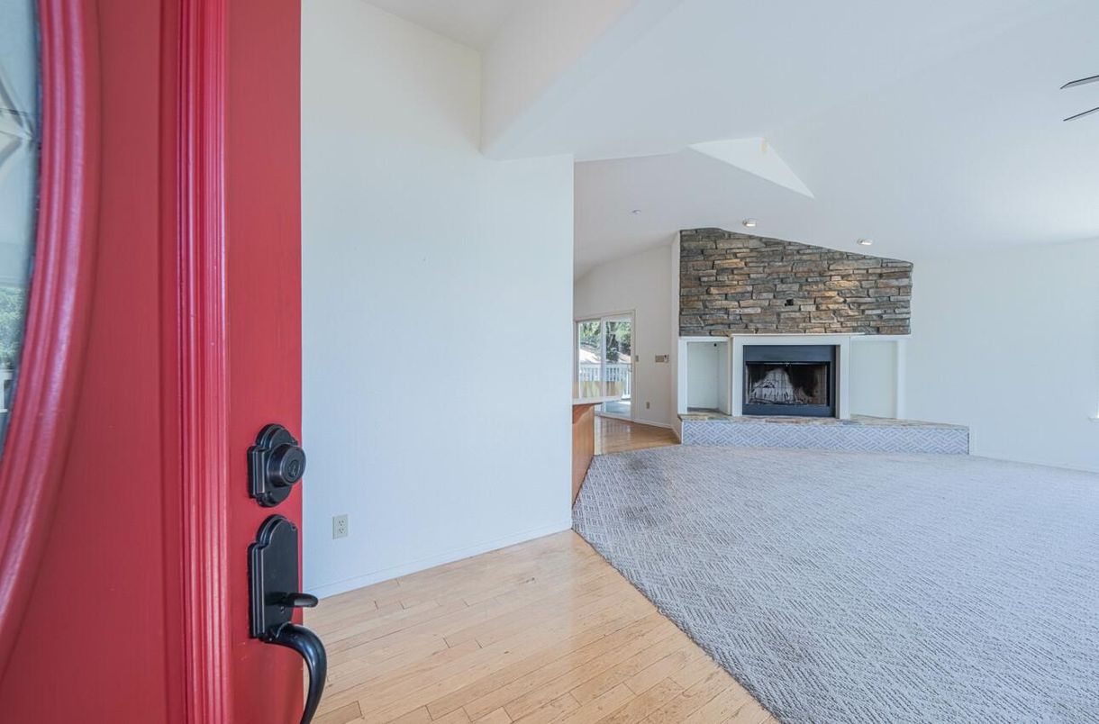 Fireplace, Interior, Recessed Lighting, Wood Texture Flooring
