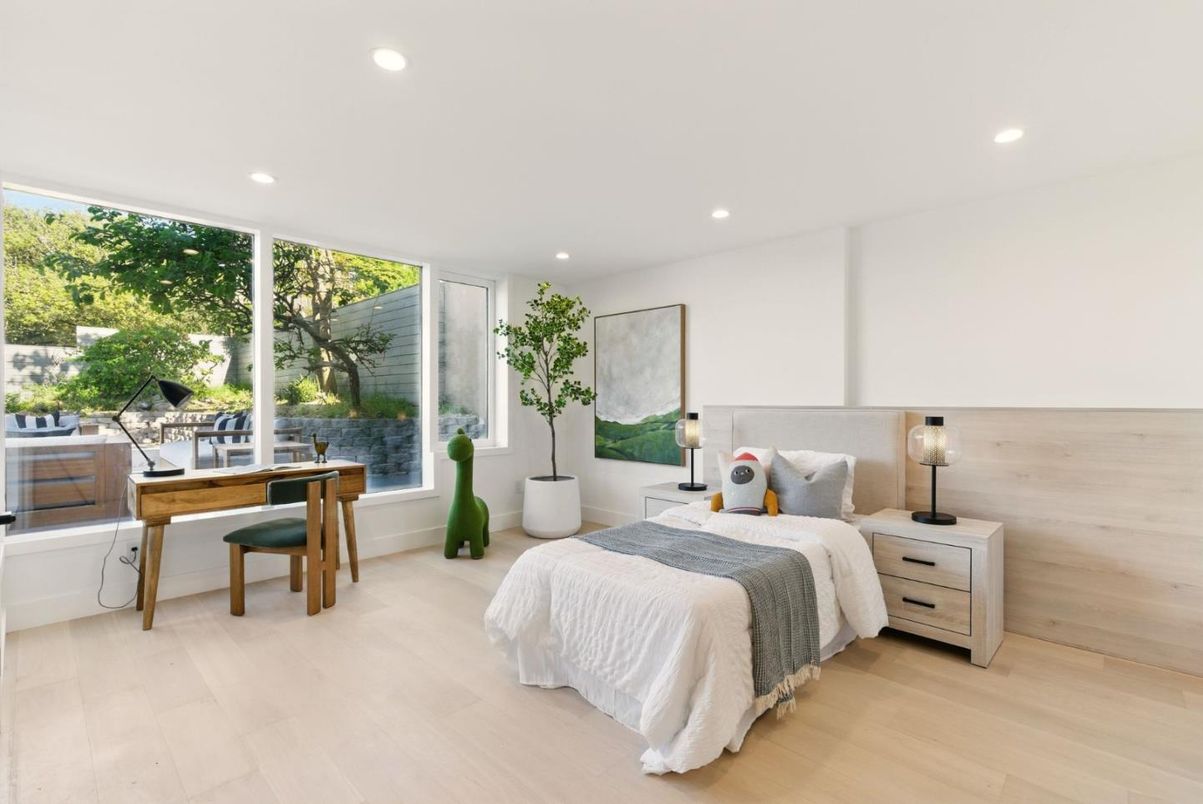 Bedroom, Home Office, Interior, Recessed Lighting, Wood Texture Flooring
