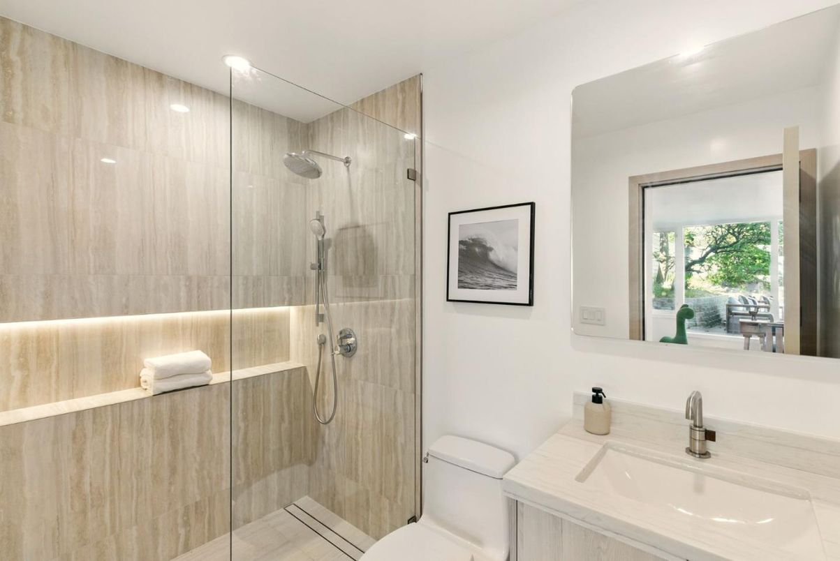 Bathroom, Glass Shower, Interior, Recessed Lighting
