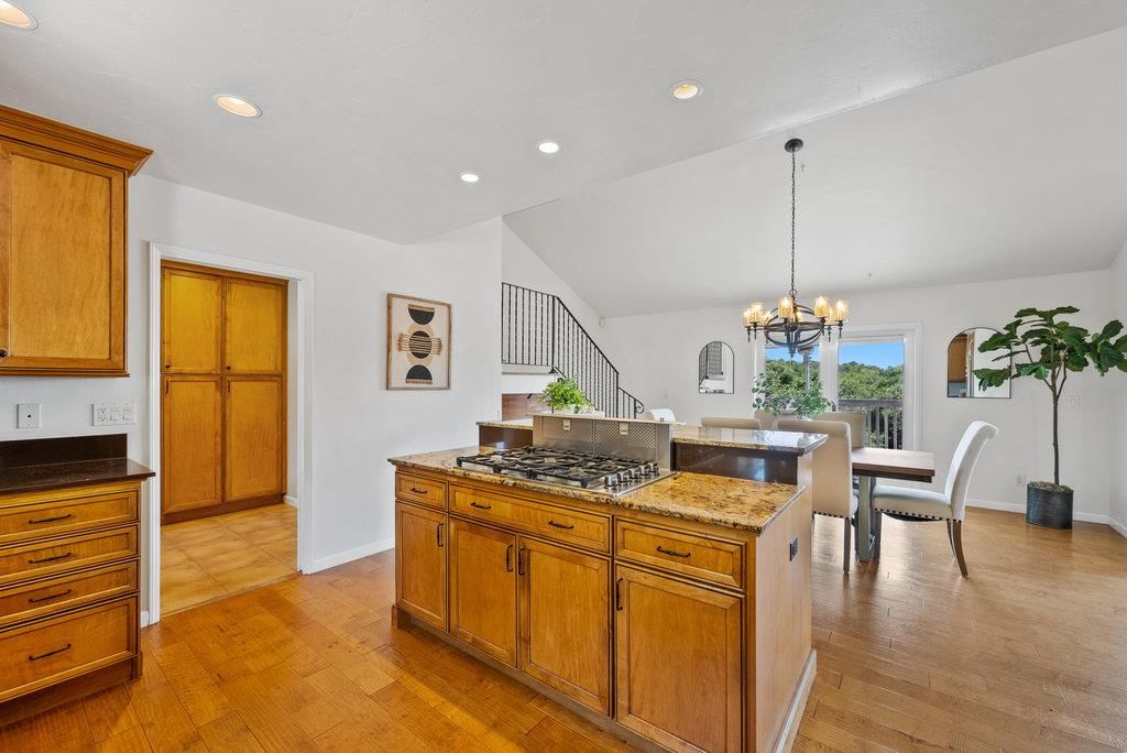Chandelier, Dining room, Interior, Kitchen, Recessed Lighting, Wood Texture Flooring