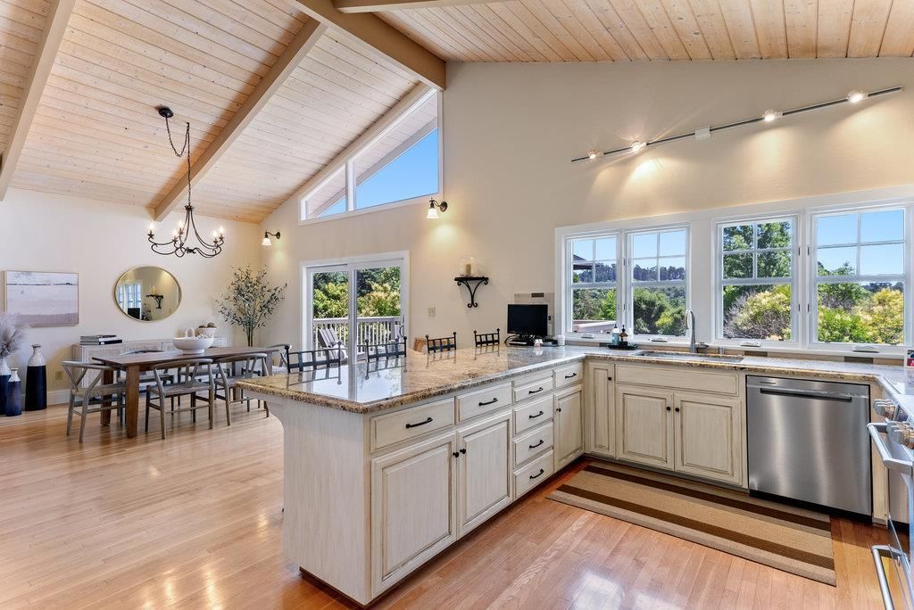 Chandelier, Dining room, Interior, Kitchen, Wooden Ceilings, Wood Texture Flooring