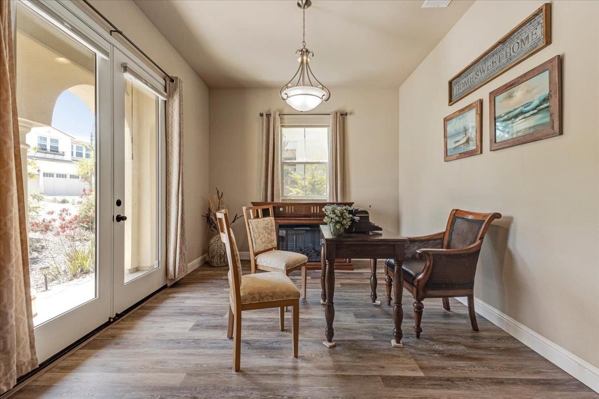 Home Office, Interior, Pendant Lights, Wood Texture Flooring