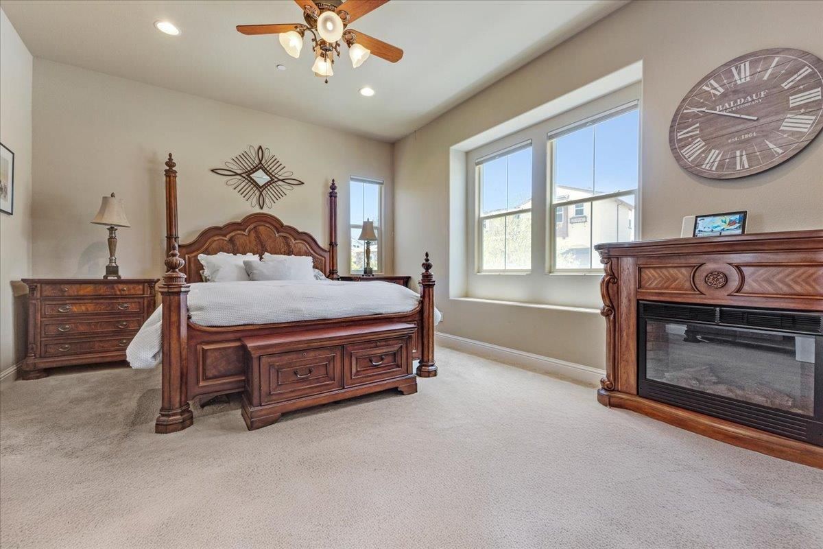 Bedroom, Fireplace, Interior, Recessed Lighting
