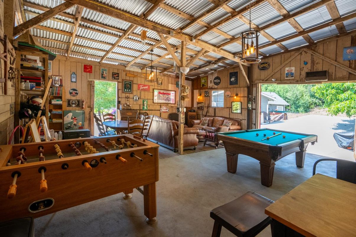 Billiard Table, Game Room, Interior, Pendant Lights, Wooden Walls