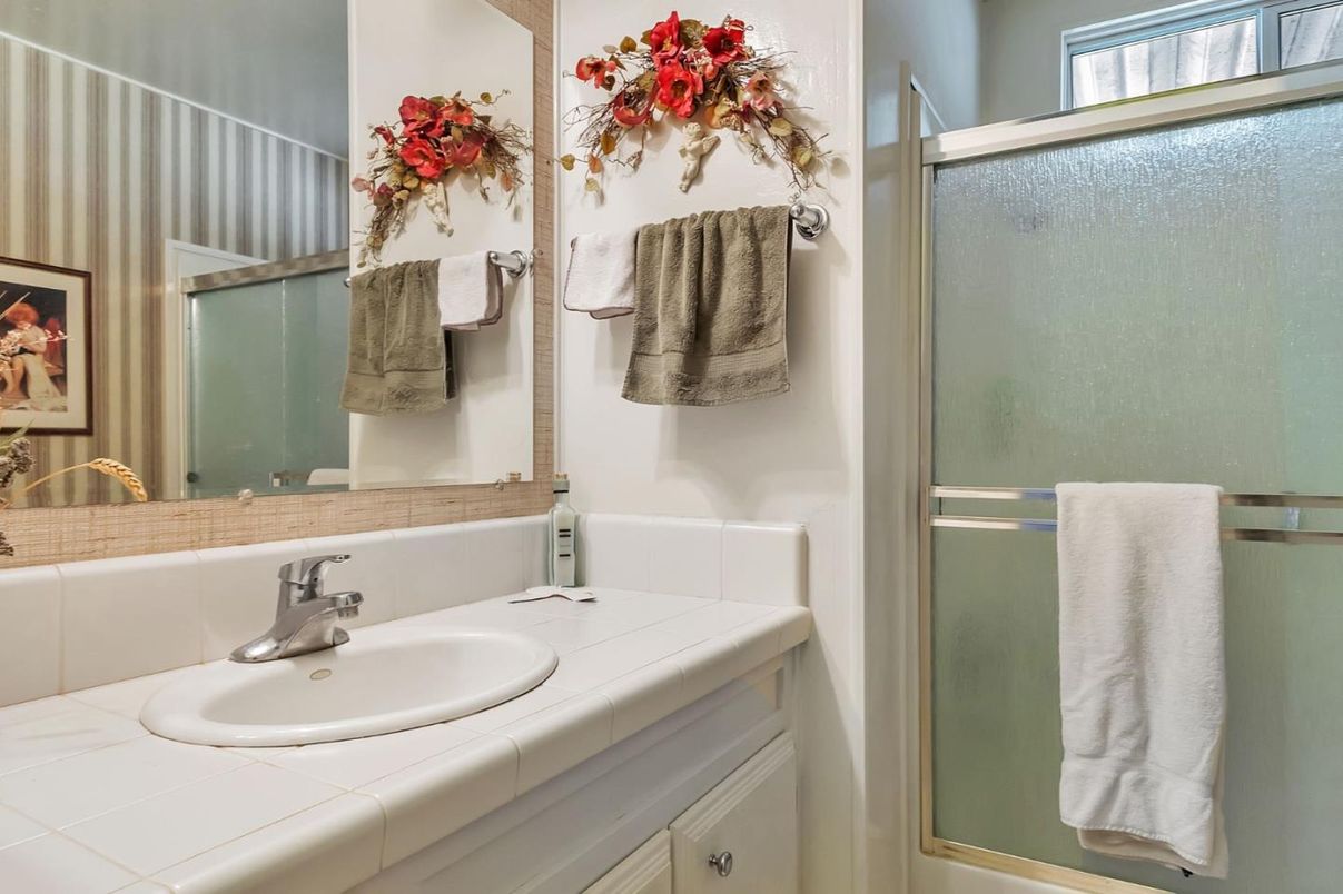 Bathroom, Glass Shower, Interior, Tile Countertops