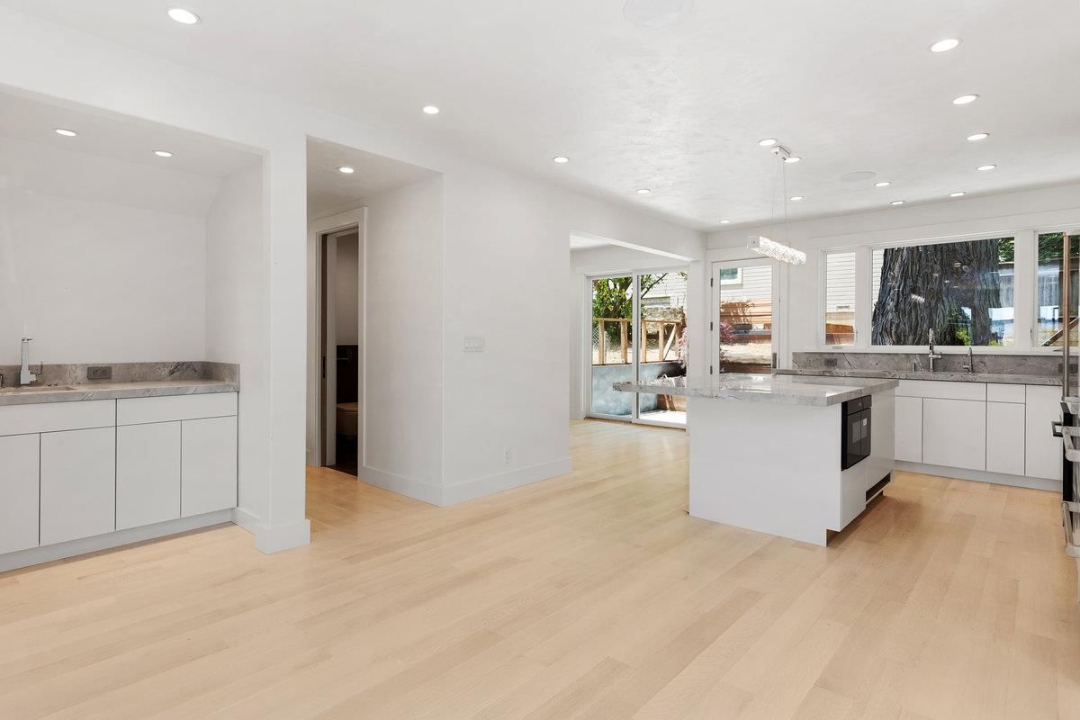 Interior, Kitchen, Pendant Lights, Recessed Lighting, Wood Texture Flooring