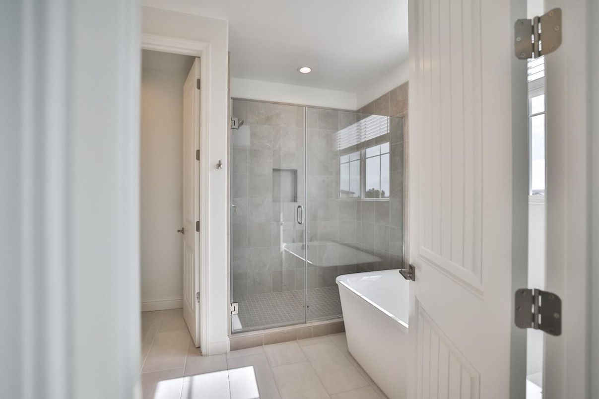Bathroom, Free Standing Baths, Glass Shower, Interior, Recessed Lighting