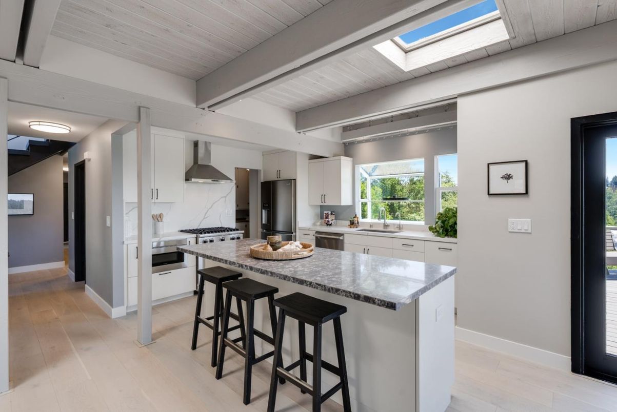 Interior, Kitchen, Stainless Steel Appliances, Wooden Ceilings, Wood Texture Flooring