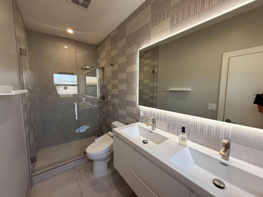 Bathroom, Dual Sink Vanities, Glass Shower, Interior, Recessed Lighting