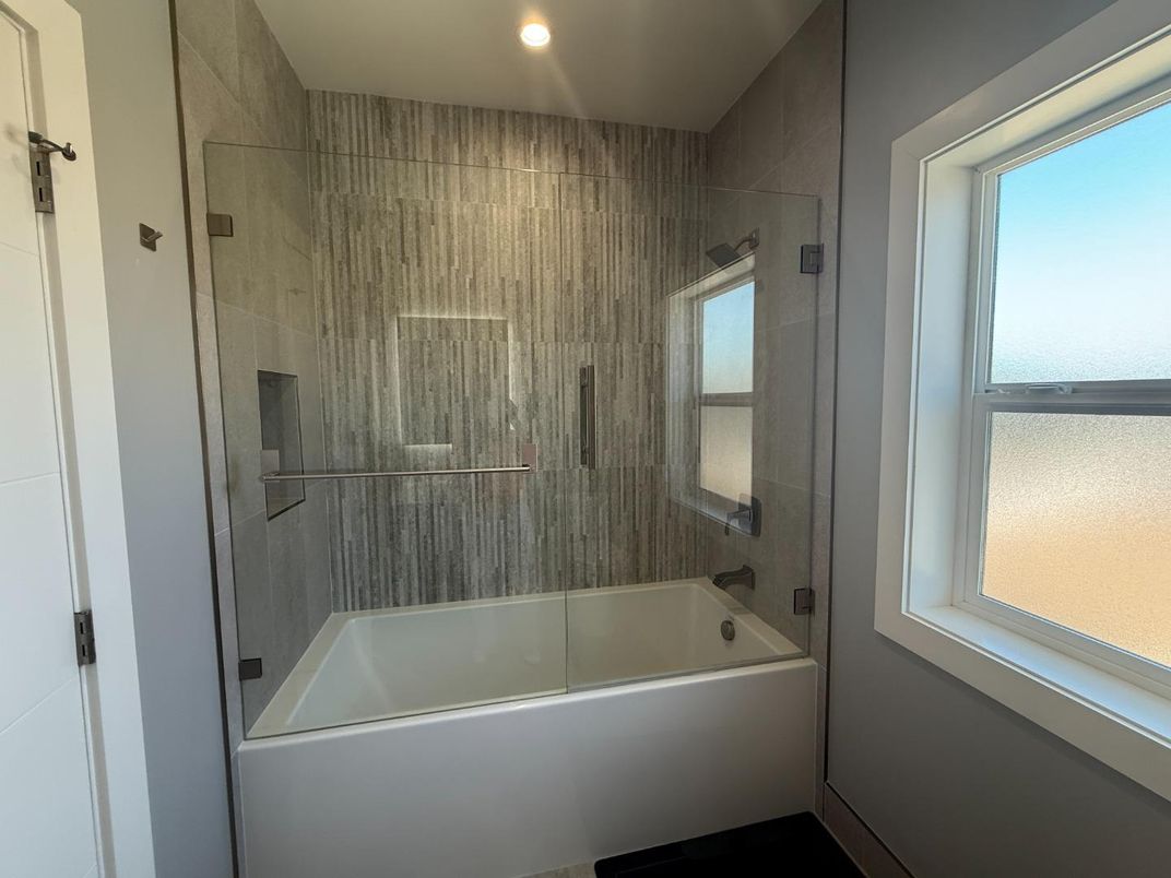 Bathroom, Glass Shower, Interior, Recessed Lighting