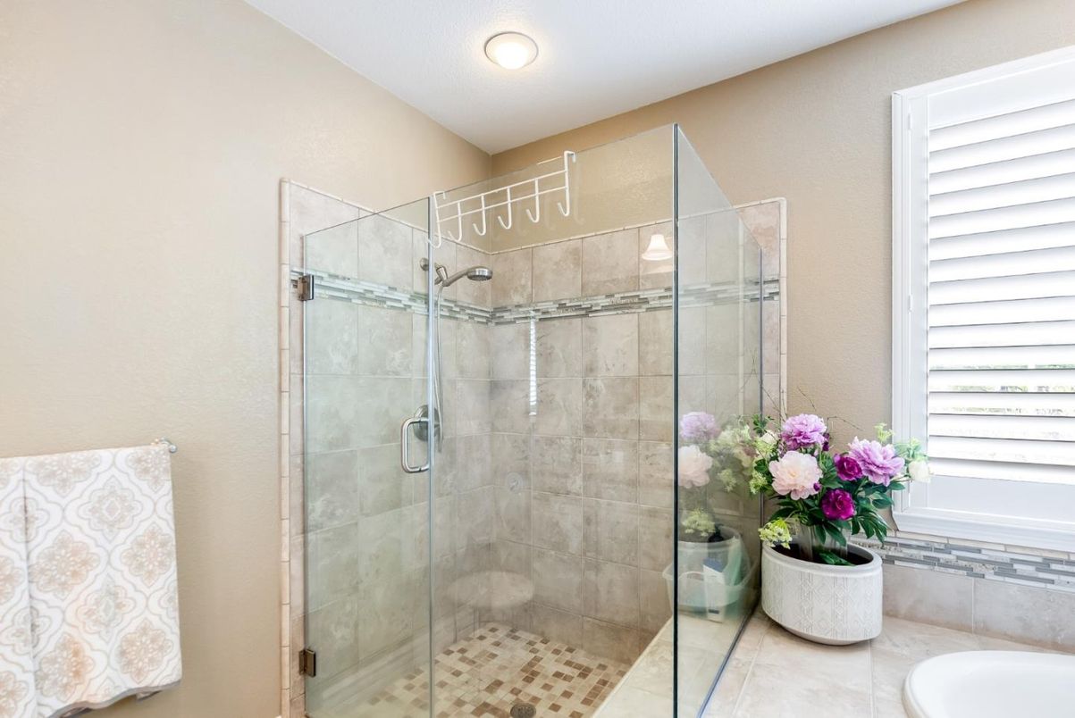 Bathroom, Glass Shower, Interior, Recessed Lighting