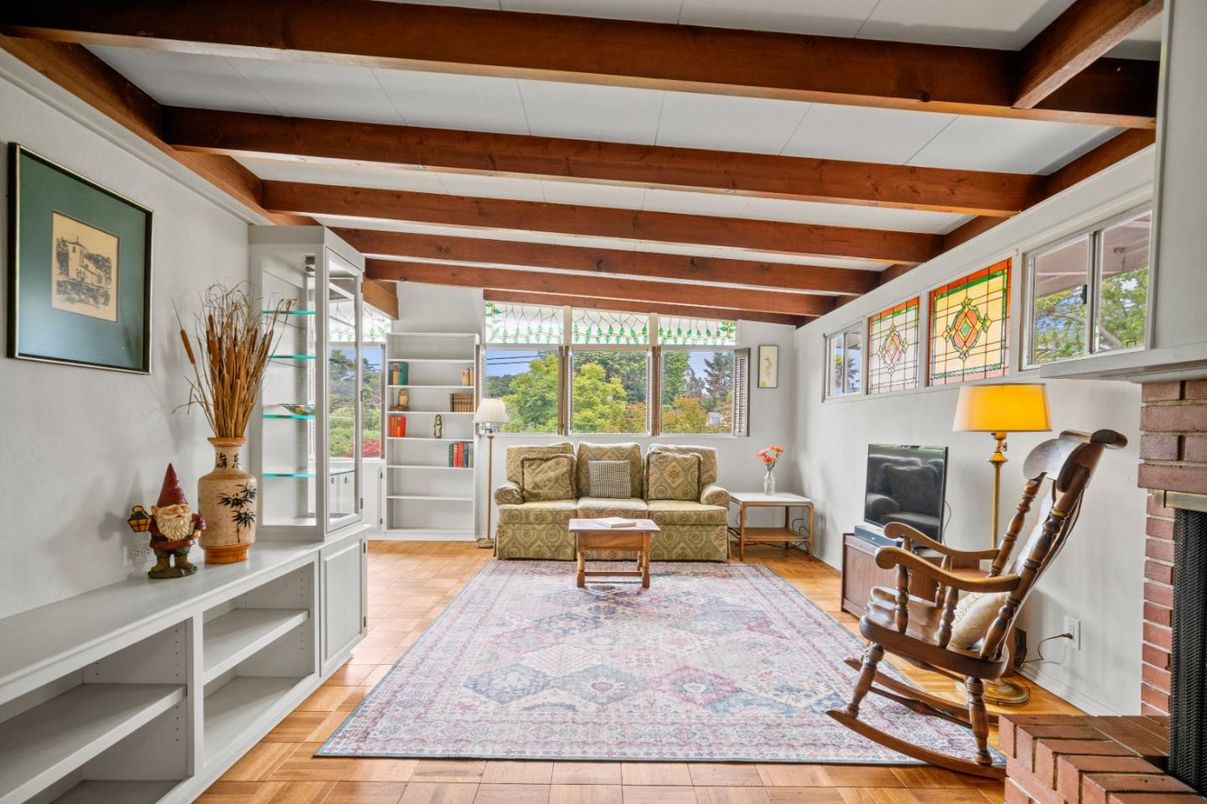 Fireplace, Interior, Living room, Wooden Beams, Wood Texture Flooring