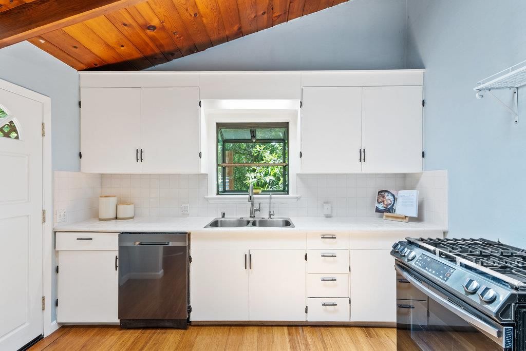 Interior, Kitchen, Stainless Steel Appliances, Wooden Ceilings, Wood Texture Flooring