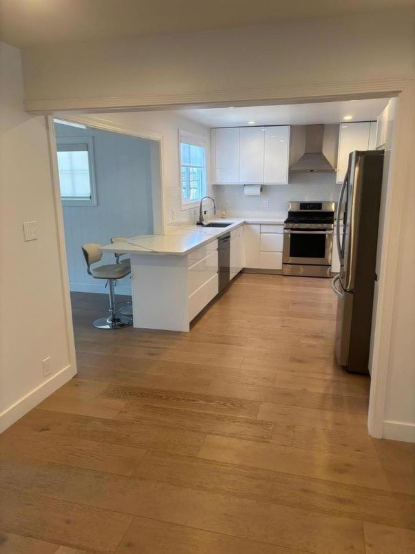 Interior, Kitchen, Stainless Steel Appliances, Wood Texture Flooring