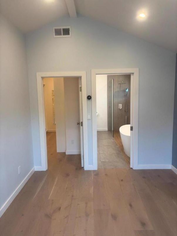 Bathroom, Interior, Recessed Lighting, Wood Texture Flooring
