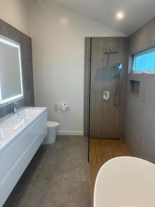 Bathroom, Dual Sink Vanities, Glass Shower, Interior, Recessed Lighting