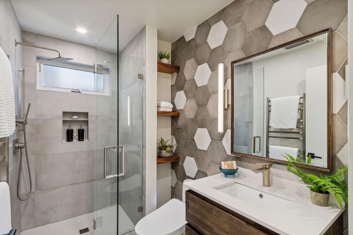Bathroom, Glass Shower, Interior, Recessed Lighting