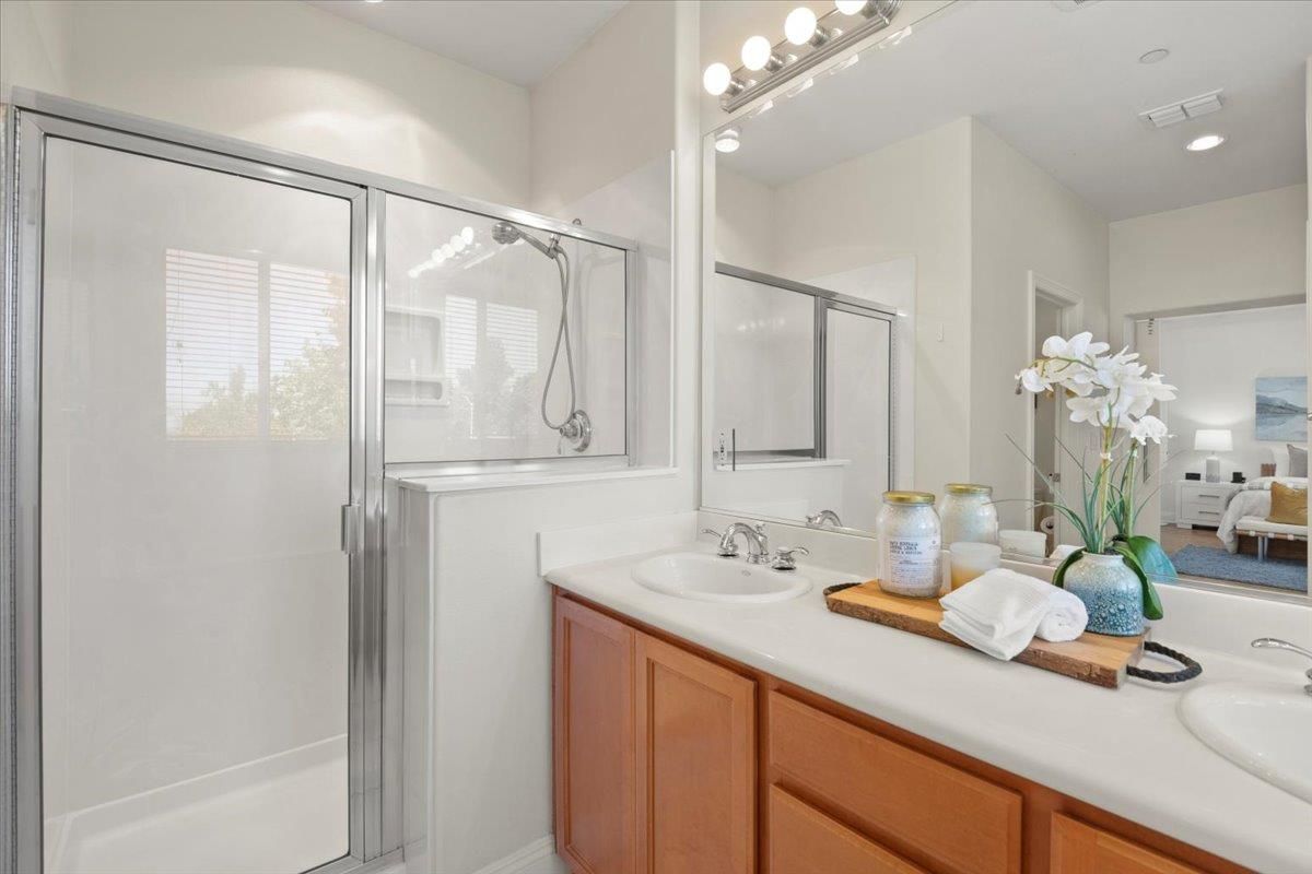 Bathroom, Dual Sink Vanities, Glass Shower, Interior, Recessed Lighting