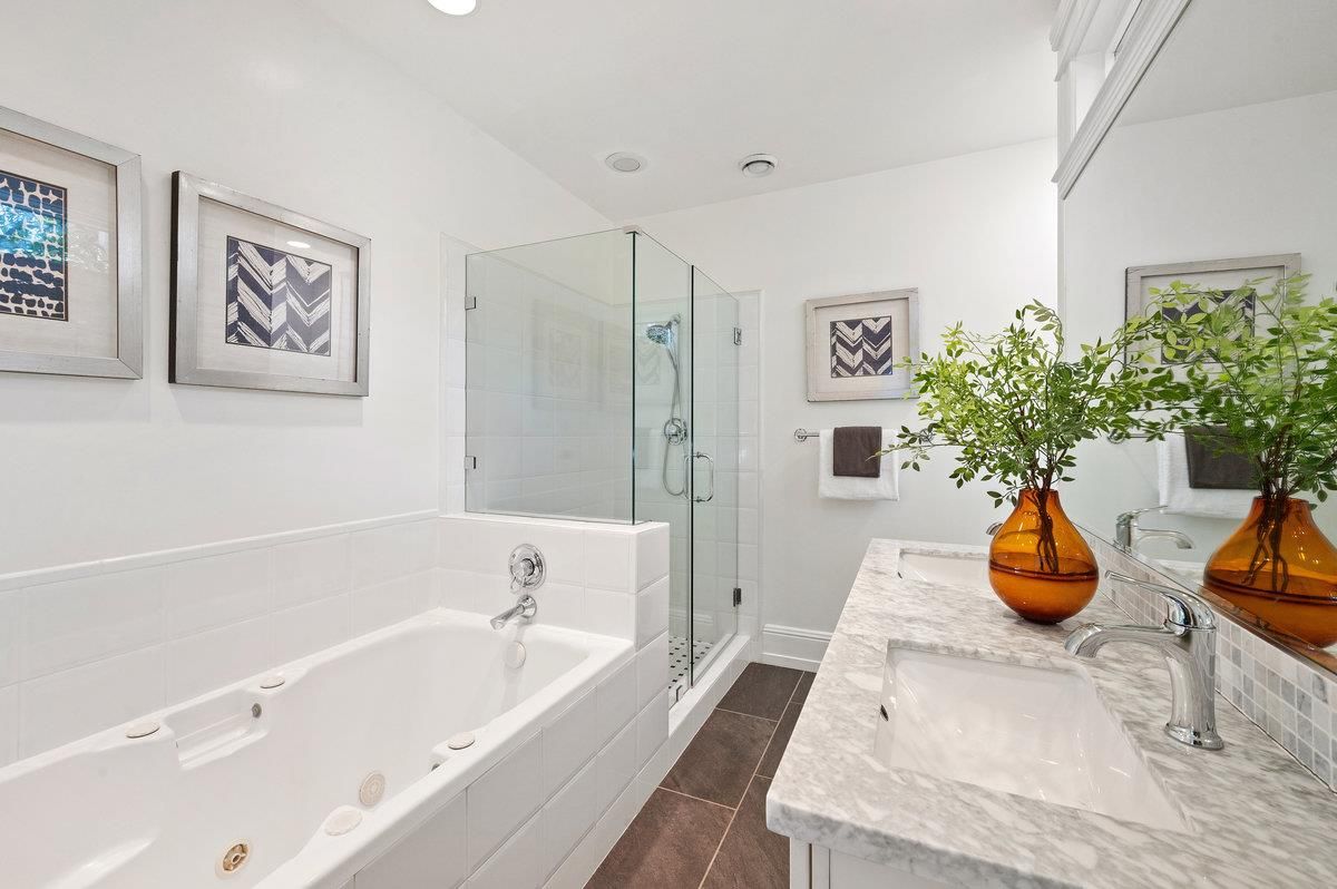 Bathroom, Dual Sink Vanities, Glass Shower, Interior, Recessed Lighting