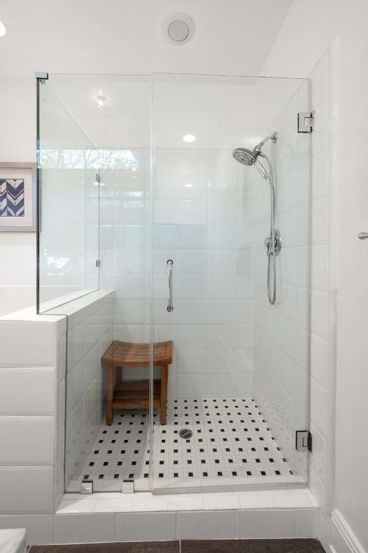 Bathroom, Glass Shower, Interior, Recessed Lighting
