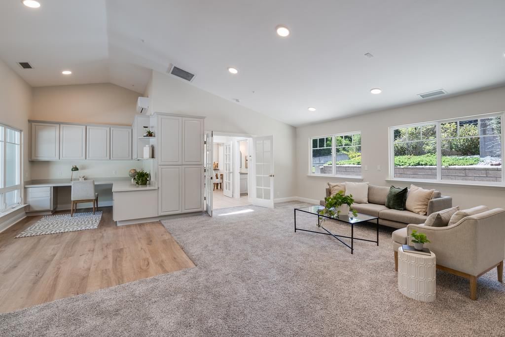 Interior, Living room, Recessed Lighting, Wood Texture Flooring