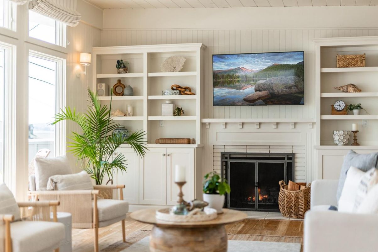 Fireplace, Interior, Wood Texture Flooring