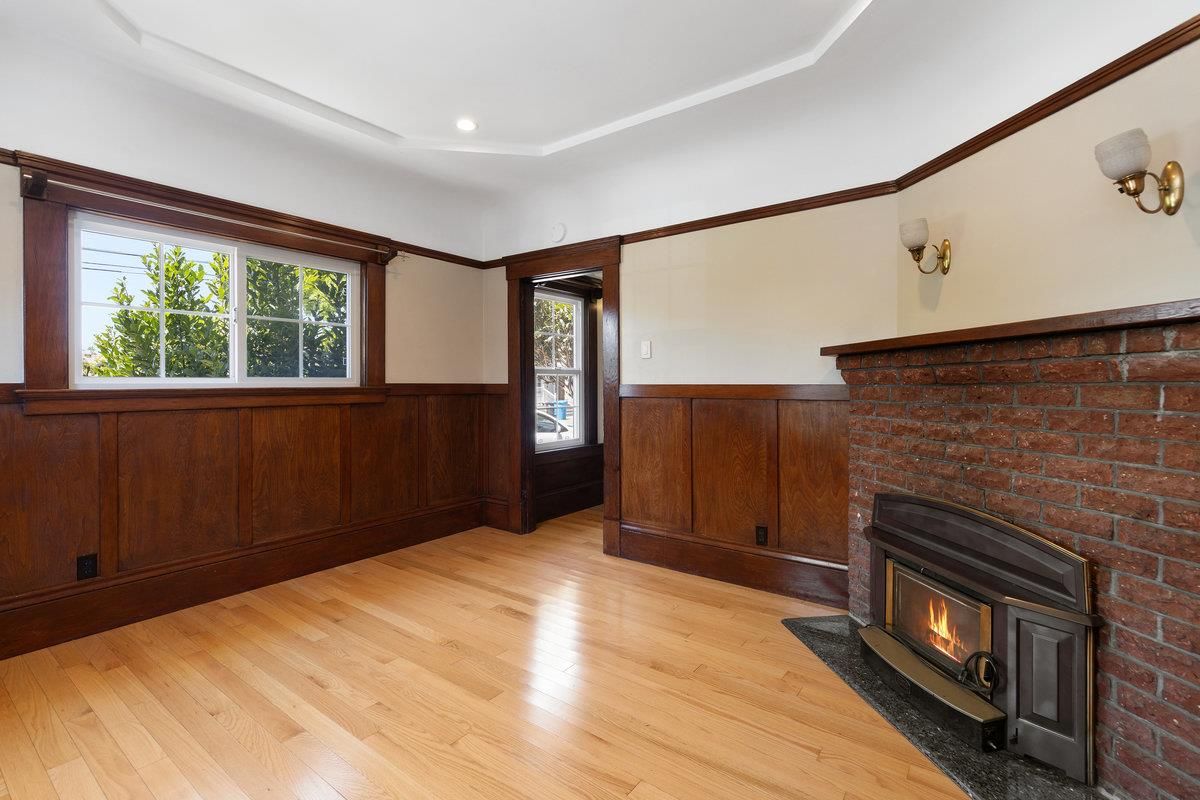 Empty room, Fireplace, Interior, Recessed Lighting, Wood Texture Flooring