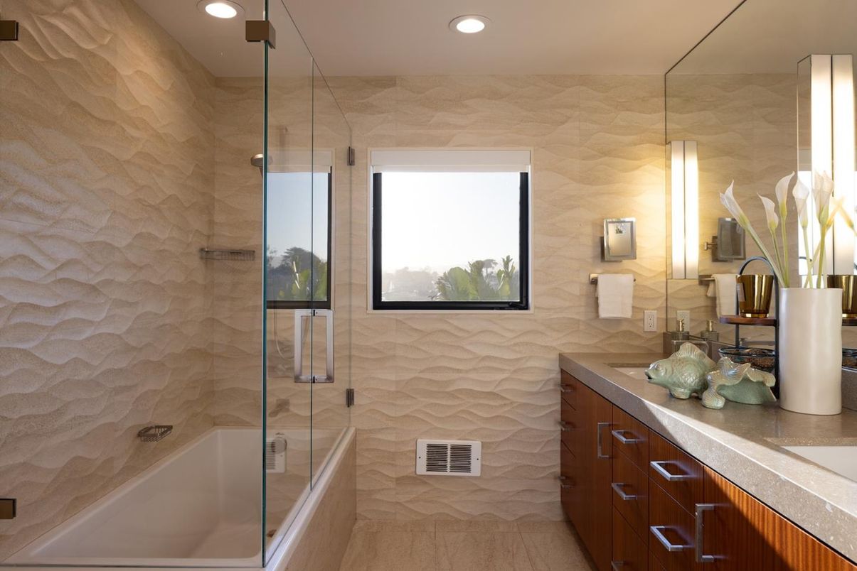 Bathroom, Glass Shower, Interior, Recessed Lighting